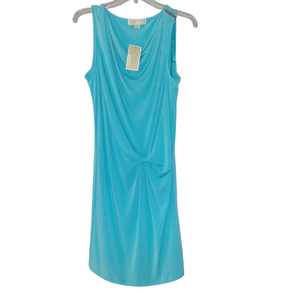Michael Kors Aqua Draped Midi Dress - Picture 1 of 8
